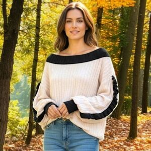 Blue Buttercup Oversized Chenille Top S Relaxed Coquette Romantic Balloon Sleeve